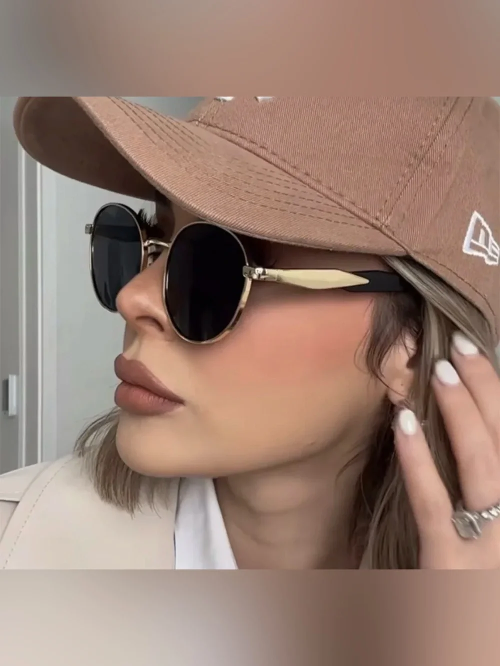 Gold Frame Black Lens Women's Sunglasses